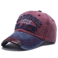 Vintage burgundy and blue washed cotton baseball cap with embroidered lettering - One Size / Navy Blue and Wine Red