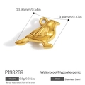Golden stainless steel bird charm pendant with 18K gold plating for DIY jewelry making - Gold Peace Bird Pendant PJ93289