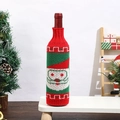 Copribottiglia di vino natalizio in maglia con festoso motivo di Babbo Natale in rosso e verde - Copribottiglia Babbo Natale Rosso Verde