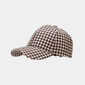Vue détaillée de la casquette de baseball pied-de-poule marron à visière courbée - Taille unique / Marron
