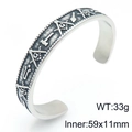 Vintage silver Masonic stainless steel cuff bangle with G compass and square symbol - Freemasonry Square and Compasses Symbol Style (KB207556-MZOZ)