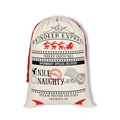 Christmas drawstring canvas gift bag with vintage Reindeer Express festive print - 49*68CM, HK-23 (Reindeer Express Wish)