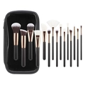 14-piece makeup brush set in black and rose gold with matching portable travel bag - Black Gold Set (With Waterproof Bag)
