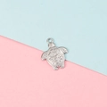 Detailed silver sea turtle pendant with embossed patterns on pink and blue background - Exquisite Relief Sea Turtle Style (10#)
