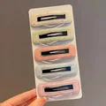 5-piece macaron dot PU leather BB hair clips set in beige green orange blue and pink - Square Green Colorful Dots