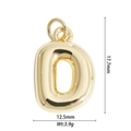Polished gold letter D balloon pendant with dimensions 17.7mm by 12.5mm and 3.9g weight - Letter D Style (DZ-2811)