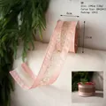 Pink velvet ribbon with gold glitter grid pattern for Christmas gift packaging - Pink Mesh Ribbon 6.3cm*10 Yards