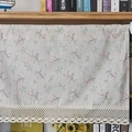 Japanese style floral cotton linen short curtain with lace trim for cabinets and windows - 150x45cm / Small Floral 8cm Border Velcro Style Tier