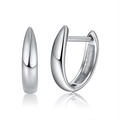 Minimalist S925 sterling silver drop earrings with a polished mirror finish on white background - Silver Streamline Teardrop Hoop (SE76)