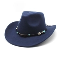 Dark blue felt western cowboy hat with seashell and bead decorative band detail - M (56-58cm) / Navy Blue