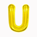 Metallic gold foil balloon in the shape of letter U for birthday party decoration - 16-inch Gold Slim Letter Aluminum Foil Balloon (u)