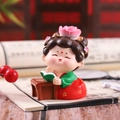 Ancient style Tang Dynasty girl figurine in red and green hanfu reading a book - Large Reading Style (1056-1D)