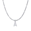 Silver titanium steel necklace featuring a crystal-encrusted letter A pendant for women - Letter A / Steel