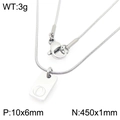 Roestvrijstalen ketting met vierkante zilveren hanger gegraveerd met de letter O - Zilveren Letter O (KN293415-Z)