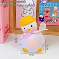 Cute duck night light with yellow hat and bow tie, size 6x6x11.5cm for bedside decor - 1# Pink Ribbon Crooked Head Duck