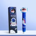 Blue astronaut retractable eraser pen for students featuring a 3D spaceman topper - Metaverse Astronaut (Blue)
