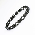 Fashionable black heart link magnetic therapy bracelet for women in a curved layout - Black