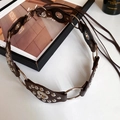 Dark brown leather belt with metal eyelets and silver rivets in retro punk style - 17# Waist Chain - Coffee