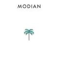 Single S925 sterling silver coconut tree stud earring with green zircon pavé setting - Coconut Tree Shape-Silver (RHE868S) / 925 Silver