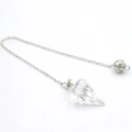 Pendolo esagonale in cristallo trasparente con catena argento per gioielli DIY - Bianco Trasparente