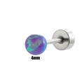 Minimalist silver stud earring featuring a 4mm purple and blue fire opal stone sphere - Single (4mm) / Dark Purple