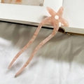 Pink marble-textured acetate U-shaped hair fork with a stylish starfish top design - Pink Floral