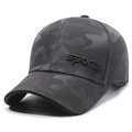 Dark grey camouflage baseball cap with 3D black sports embroidery on side - Adjustable / Dark Grey/Grey Embroidery