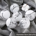 Transparent 8cm Christmas ball set of 6 with white snow scenes and glitter patterns - 8cm Half-wrapped White Painted Balls (Set of 6)