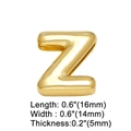 Polished gold letter Z charm detail showing precise 16mm x 14mm x 5mm dimensions - Gold Z