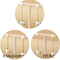 Fashion long tassel planet earrings with pearls in gold, silver and rose gold finishes - Planet Tassel Style (Model C KE85779-KFC) / Gold