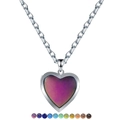 Collar de relicario de corazón con cambio de color por temperatura y cadena de acero inoxidable - Cambio de temperatura clásico