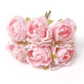 Rosas artificiales rosas con bordes brillantes para bodas DIY y decoración floral - #12 Ramillete de Rosas Escarchadas (1 Ramo)