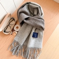 Écharpe unisexe 100% laine avec dégradé marron et bordures à franges sur table en bois - Standard Anglais-57# Dégradé Gris Marron
