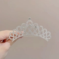Elegant silver princess crown hair comb with sparkling rhinestones for little girls - 6# Rhinestone Queen Hair Comb