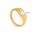 Bague en acier inoxydable plaqué or avec insert coeur blanc de 7mm et finition polie - Or / Cœur Blanc / US 6