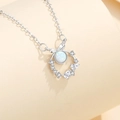 S925 sterling silver butterfly opal necklace with marquise diamonds in silver finish - White Gold Color (DY772)