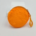 Cute round orange plush coin purse keychain with secure zipper and plastic hook - 8cm / Orange