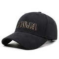 Black herringbone baseball cap featuring gold embroidered letters VY & JA for a street look - Adjustable / Black