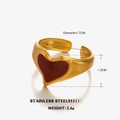 Vintage 18K gold-plated stainless steel ring featuring a vibrant red heart design - Open Style(ZN1273) / Red