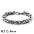Poliertes silbernes 7mm Byzantiner-Armband aus Titanstahl mit Hummer-Verschluss - Byzantinischer Stil Geflochtene Kette 210x7mm(KB168582-Z)