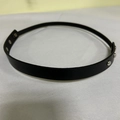 Detail of a black leather choker with silver metal studs and an adjustable buckle clasp - 56-58cm / Black Simple Studded Adjustable Choker (AB92)