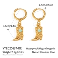 Détails des boucles d'oreilles bottes de cowboy avec dimensions et acier inoxydable - Style Cœur Bleu (YYE025287-BE)
