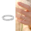 Minimalist 925 sterling silver beaded ring featuring small irregular faceted silver beads - One Size(Elastic) / 925 Sterling Silver Ring