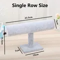 Single tier gray velvet T-bar display stand for bracelets, watches and hair ties - Single Tier Grey Velvet