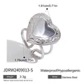 Waterproof stainless steel open heart ring with vintage engraved details and dimensions - Silver Heart Locket Style (JDRW2409013-S)