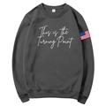 Dark gray Unisex hoodie with white This is the Turning Point print and American flag patch - Dark Gray