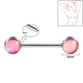 Nippelpiercing aus Edelstahl mit rosa schillernder Sonnenblume und 6mm Kugeln - 1.6x14mm (Threadless) / Stil 1-Rosa Glitzer