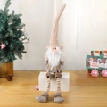 Christmas gnomes figurines with long knitted hats and ho ho ho scarves on wooden table - Male Gnome (Beard)