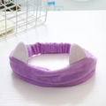 Soft purple plush cat ear headband for face washing and makeup application with elastic - Cat Ears Purple