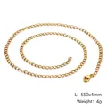 Detail view of gold stainless steel link chain necklace with lobster clasp and dimensions - 45cm / 4mm / Gold
